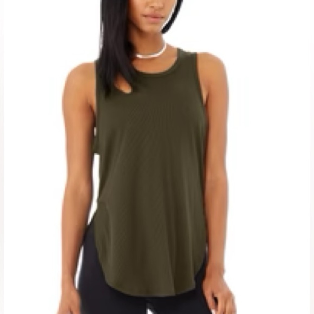 Alo Yoga Peak long Tank in Dark Cactus size Small
